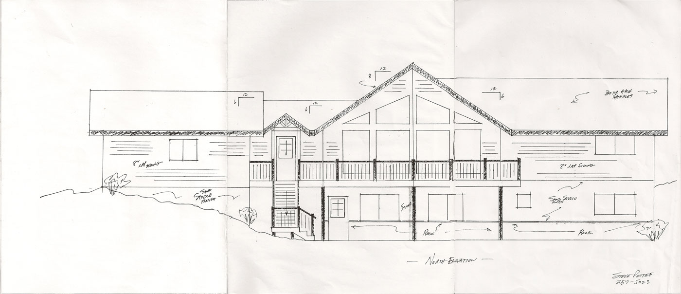 Front elevation of proposed house on Lakeside lot