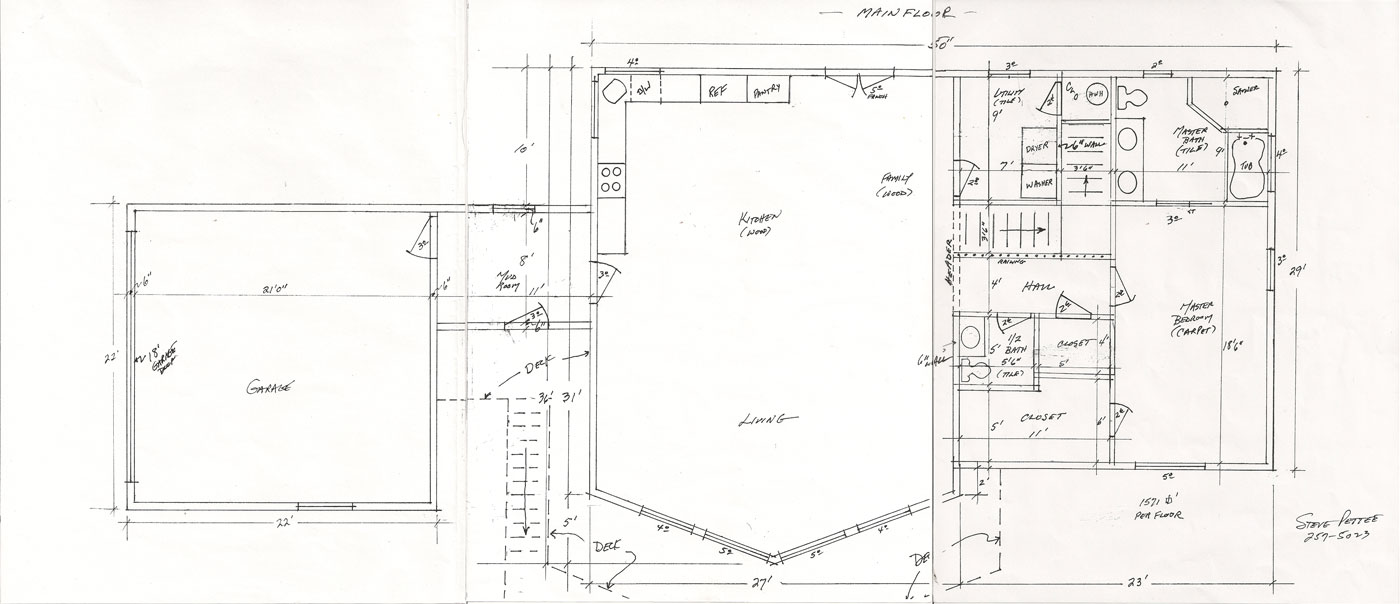 Main floor plan for proposed house on Lakeside lot